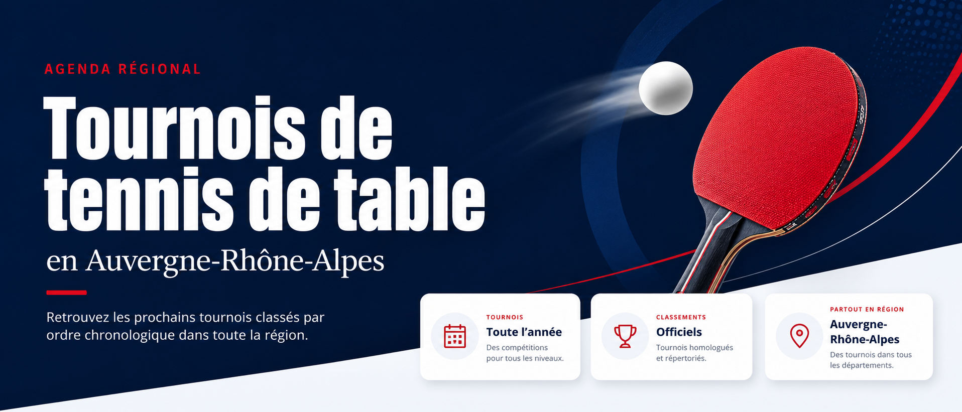Agenda régional des tournois de tennis de table en Auvergne-Rhône-Alpes