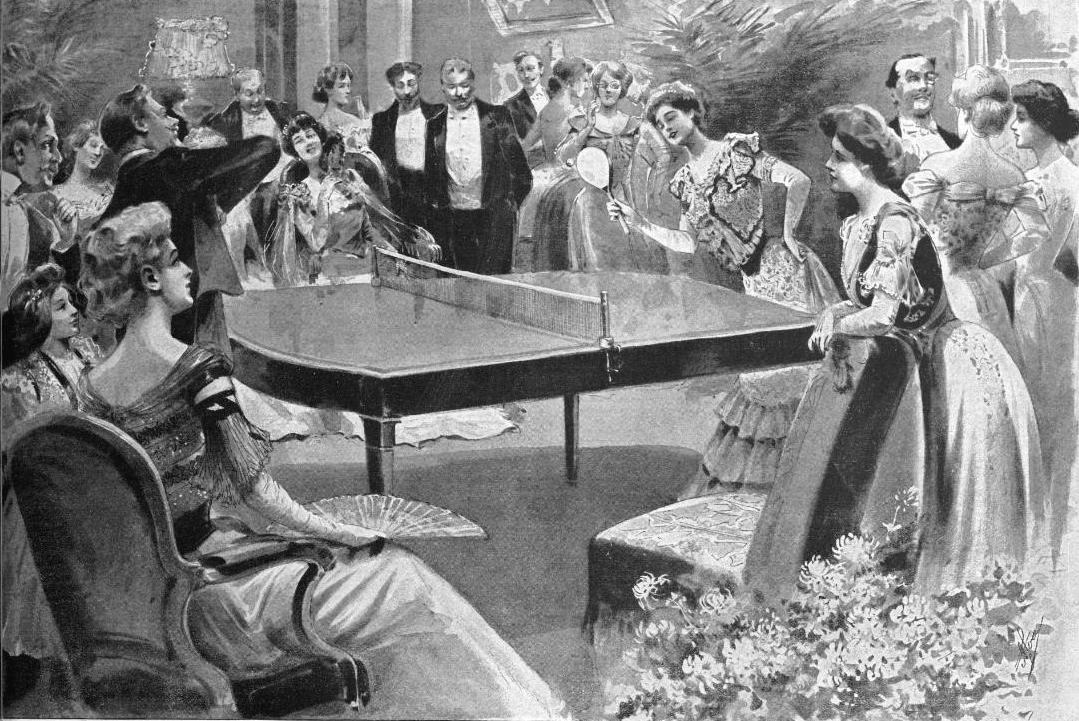 Partie de tennis de table publiée dans La Vie au grand air en 1901.