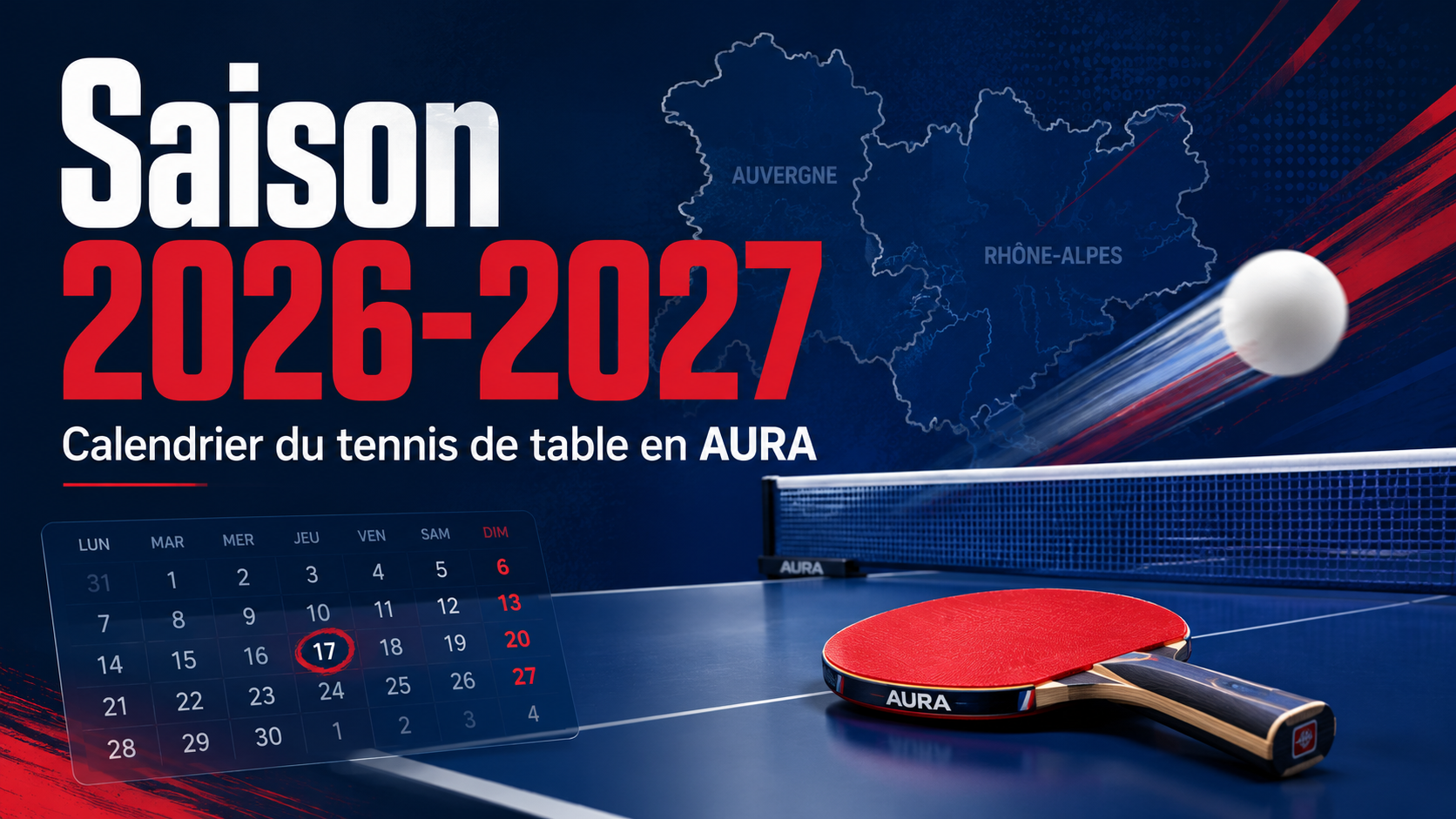 Calendrier du tennis de table en AURA : toutes les dates de la saison 2026-2027