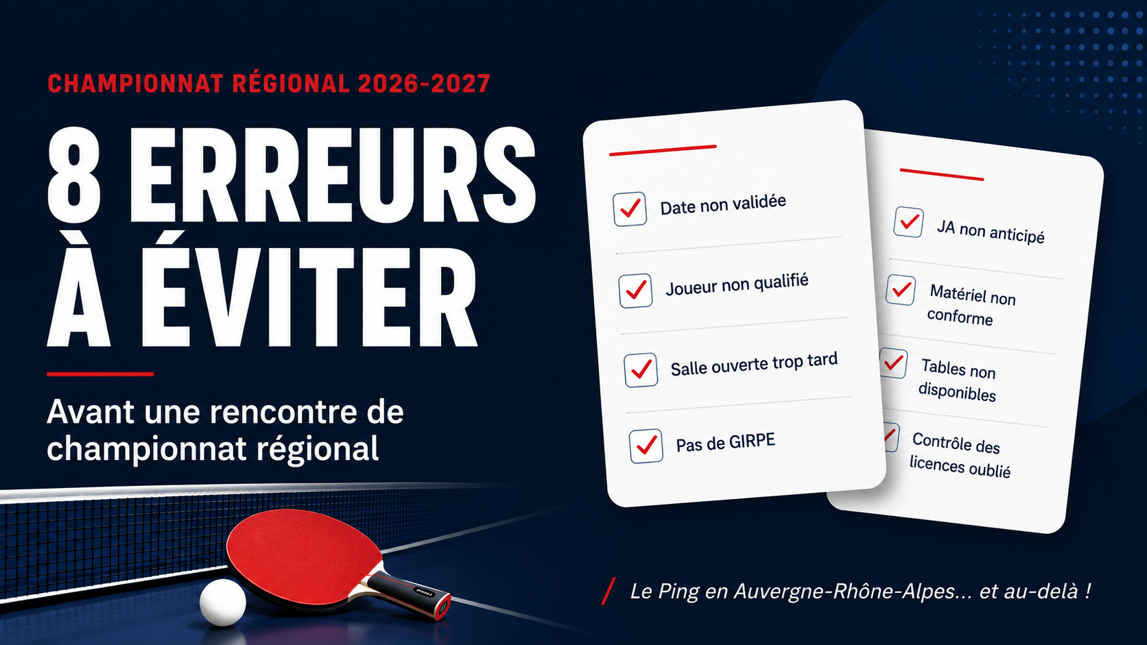 Championnat régional 2026-2027 : 8 erreurs à éviter avant une rencontre