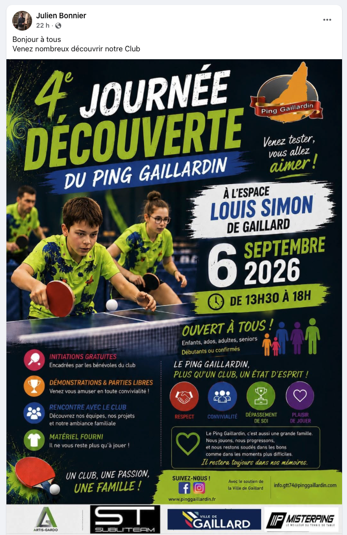 4ᵉ Journée découverte du Ping Gaillardin
