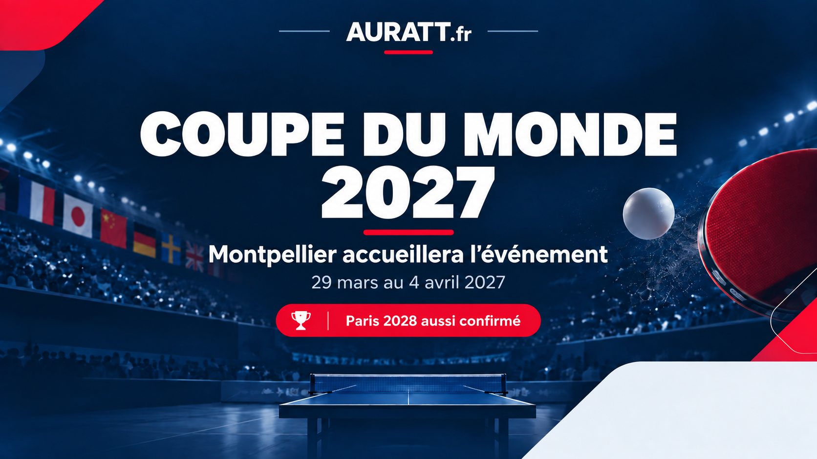 Coupe du monde 2027 : Montpellier accueillera l’élite mondiale du tennis de table